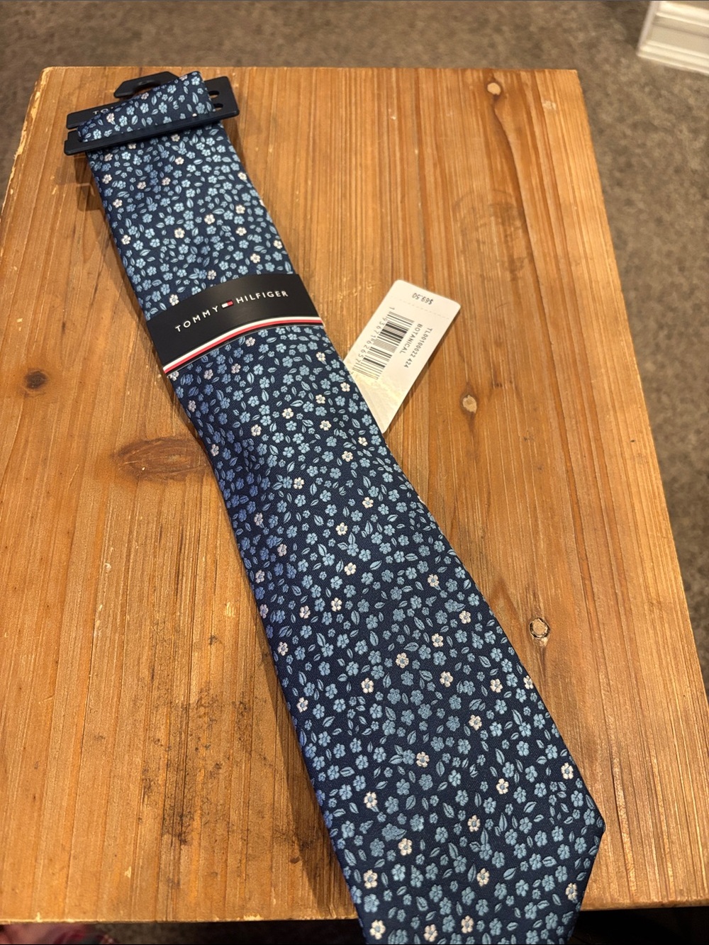 Tommy Hilfiger Blue Floral Silk-Blend Tie